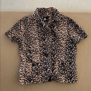Leopard Print Short Sleeve Blazer